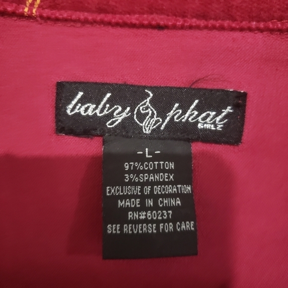 Baby Phat Girlz Burgundy Velvety Embroidery Blazer Jacket Size Large - Picture 6 of 14